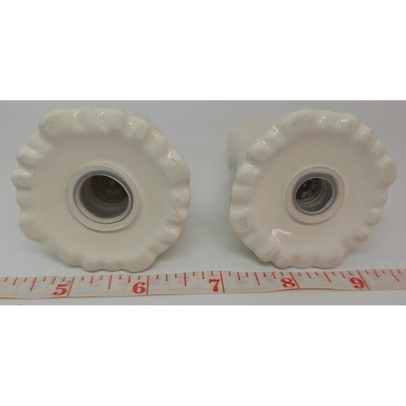 Vintage Salt and Pepper Shakers Ceramic White with Floral Motif 2 1/2" x 2" - Picture 12 of 12